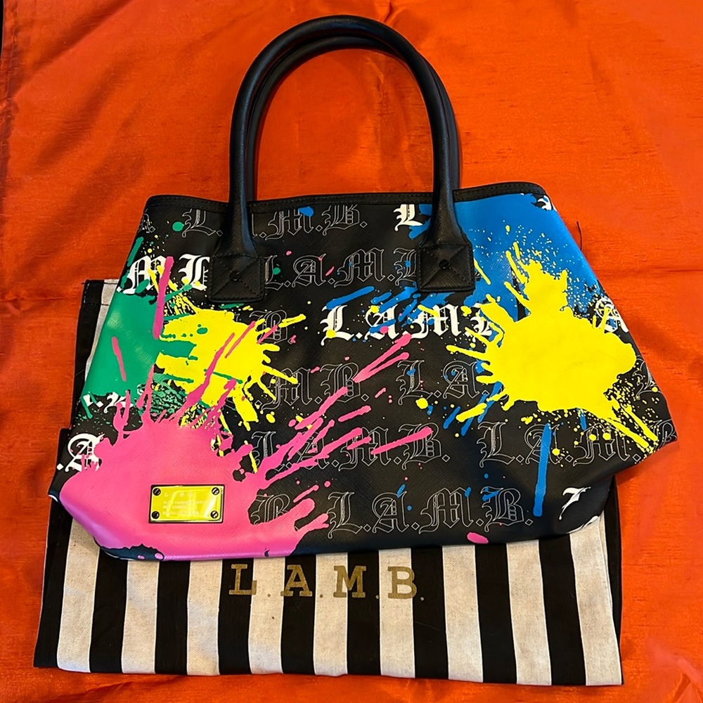 L.A.M.B Gwen Stefani Paint splattered tote